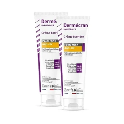 Abbildung von SORIFA 2er Pack Dermscreen Barrierecreme UV Schutz Schweiß und Photosensibilisierungsprodukte Hände, Gesicht Körper Hohe Verträglichkeit Tube 125ml