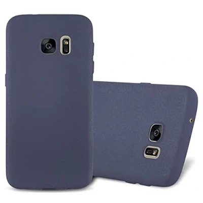 Abbildung von Cadorabo Hülle kompatibel mit Samsung Galaxy S7 Schutzhülle TPU Silikon Case Frost Design Slim Kratzfest Weiche Gummi Rundumschutz für in Blau
