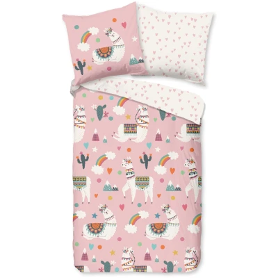 Abbildung von PURE luxury collection Kinderbettwäsche &quot;Paca&quot;, Mikrofaser, 135x200, Pflegeleicht, Mädchen, Lama, Alpaka, Regenbogen