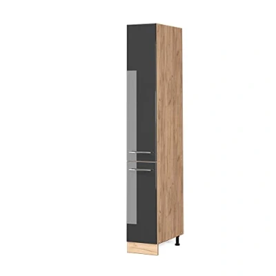Abbildung von Vicco Hochschrank Fame Line, Anthrazit Hochglanz/Goldkraft Eiche, 30 cm