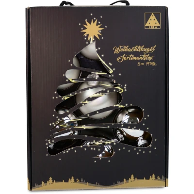 Abbildung von RIFFELMACHER &amp; WEINBERGER Weihnachtsbaumkugel &quot;Weihnachtsdeko, Christbaumschmuck, Christbaumkugeln Glas, silberfarben&quot;, (Set, 14 St.), Ø ca. 8 cm, aus mit praktischer Aufbewahrungsbox