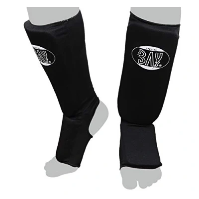 Abbildung von BAY Sports Schienbeinschutz Kampfsport Kickboxen Karate MMA Thaiboxen Muay Thai MTC schwarz, waschfest, elastisch, XXS XXL