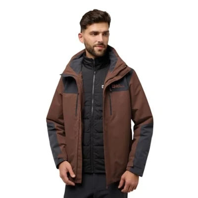 Abbildung von Jack Wolfskin Jasper 3IN1 Regenjacke / wasserabweisende Jacke, Herren, Größe: 3XL, Hot choc
