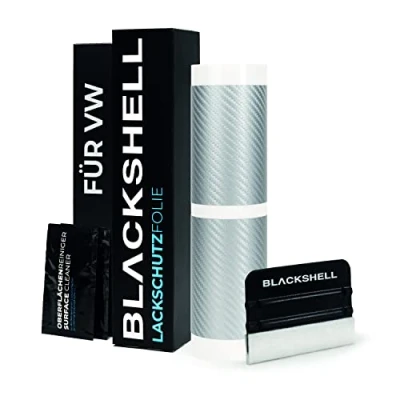 Abbildung von Blackshell® Lackschutzfolie passend für VW UP! Bj. ab 2016 (Facelift) Carbon Silber passgenaue Einstiegsleistenschutz Folie inkl. Set Folierung