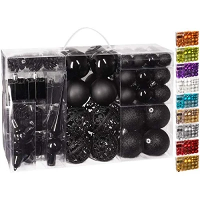 Abbildung von BRUBAKER Weihnachtsbaumkugel 101 teiliges Weihnachtskugel Set mit Baumspitze, Christbaumschmuck aus Kunststoff, Weihnachtsdekoration edel und robust
