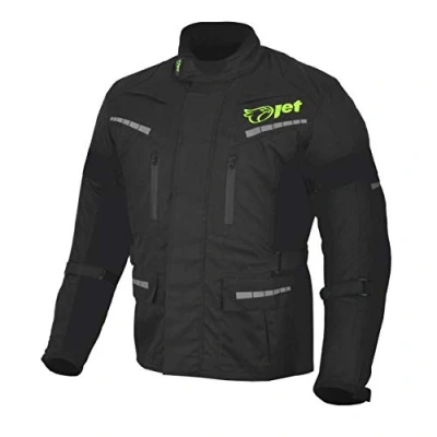 Abbildung von Jet Motorradjacke Herren Mit Protektoren Textil Wasserdicht Winddicht Schwarz Fluro (Schwarz M (38&quot; 40&quot;)