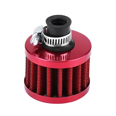Abbildung von Auto Pilz Luftfilter, 12mm Universal Luftfilter Luftansaugfilter für Roller Atv Dirt Pit Bike Motorrad Kurbelgehäuse Vent Abdeckung Entlüftung（rot）