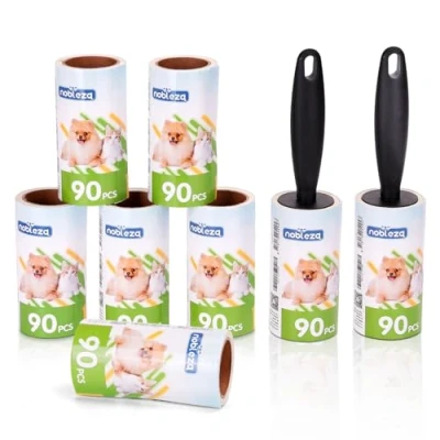 Abbildung von Fusselrolle Extra Klebrig 720 Blatt Tierhaarentferner Fusselroller Kleidung Sofa Bett und Autositz für Tierhaare Katzenhaare Hundehaare Staub Fussel 8 Rollen mit 2 Abroller