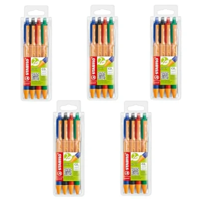 Abbildung von STABILO Kugelschreiber mit Druckmechanik aus 79% recyceltem Kunststoff + Refill (6er Etui)