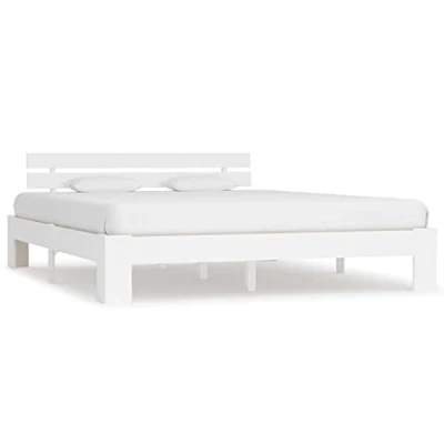 Abbildung von vidaXL Kiefernholz Massiv Bettgestell Holzbett Futonbett Doppelbett Massivholz Bett Bettrahmen Lattenrost Schlafzimmerbett 180x200cm Weiß
