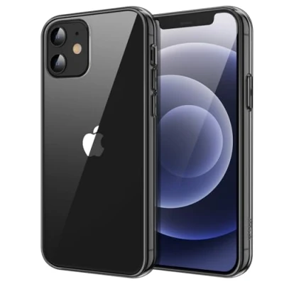 Abbildung von JETech Hülle für iPhone 12 Mini 5,4 Zoll, Nie Vergilbung Stoßfeste Stoßstange Handyhülle, Anti Kratzt Klar Rückseite (Schwarz)