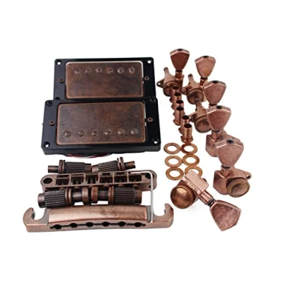 Abbildung von Guyker Bronze Electric Guitar Accessories Set, Locking Tuners (3R + 3L), Pickup, Bridge and Tailpiece Replacement
