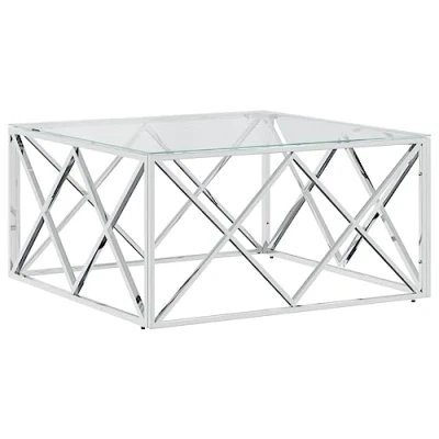 Abbildung von vidaXL Couchtisch 80x80x40 cm Edelstahl und Glas (1 St)