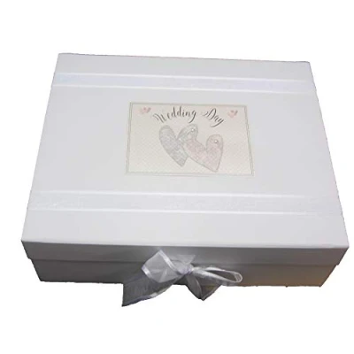 Abbildung von White Cotton Cards NWH2X Erinnerungsschachtel mit Herzmuster, für Hochzeit, groß