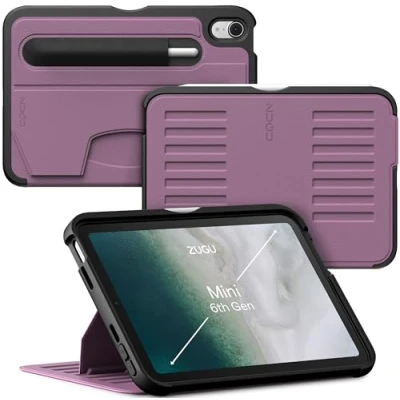 Abbildung von ZUGU CASE Hülle für iPad Mini 7 (A17 Pro) &amp; 2021 6 (Mini 7./6. Generation 2024/2021), Ultradünn Schutzhülle, Aufladen Stiftes, Winkel Magnetständer, Auto Schlaf/Wach[Beere Violett]
