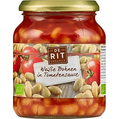 Abbildung von De Rit Weiße Bohnen in Tomatensauce im Glas (350 g) Bio