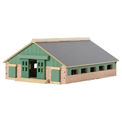 Abbildung von Kids Globe Kuhstall Holz, Spielzeug Dach aufklappbar, Bauernhof mit Maßstab 1:87, Holzbauernhof, Holzstall, 610492
