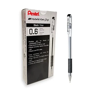 Abbildung von Pentel K116 AE Hybrid Gel Grip Tintenroller 0,6 mm Schreibspitze 0,3 Strichbreite 12 Stück schwarz