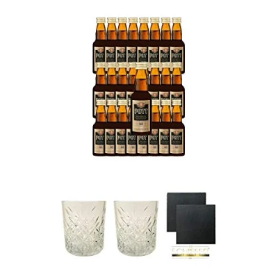 Abbildung von Pott Rum 40% Minis 25 x 0,04 Liter + Glas 1 Stück Schiefer Glasuntersetzer eckig ca. 9,5 cm Ø 2