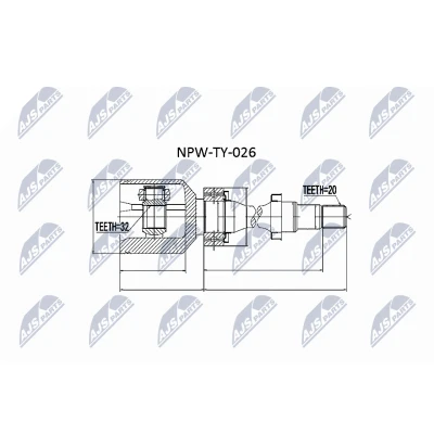 Abbildung von NTY NPW TY 026 Gelenksatz getriebeseitig TOYOTA: Avensis I Kombi