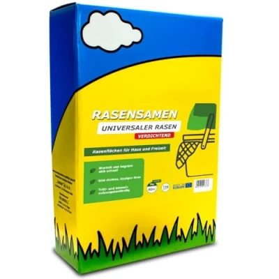 Abbildung von Rasensamen 1 kg Turbo schnellkeimend für 40m² Universal Grassamen jeden Garten Rasensaat sattgrünen Samen ideal Neuansaat und Nachsaat Robust Gras Rasen Frühjahr