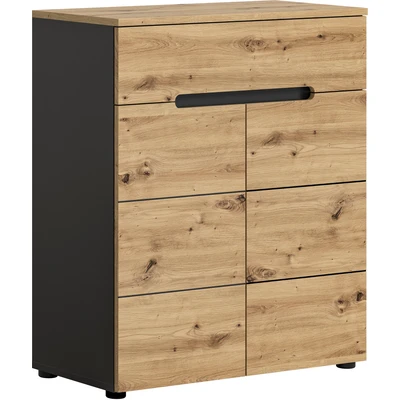 Abbildung von INOSIGN Schuhkommode &quot;Rehat, Breite 80cm, Basalt grau/Artisan Eiche, 2 Türen, 1 Schubkasten&quot;, Schuhschrank, Kommode, Garderobenschrank, Anrichte
