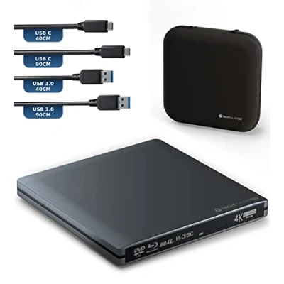 Abbildung von techPulse120 USB 3.1 Blu ray DVD CD C UHD 4k 3D M DISC BDXL HDR10 100GB Brenner