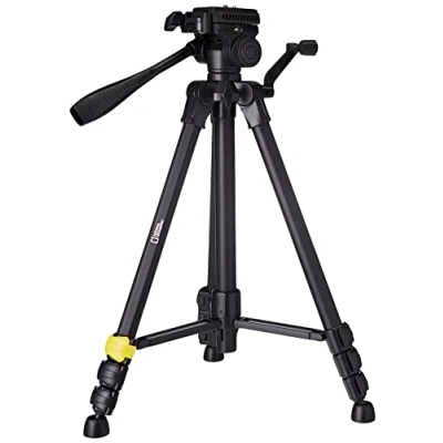 Abbildung von National Geographic Fotostativ Kit, groß, 3 Wege Kopf, Schnellwechselplatte, 4 Beinsegmente, Klemmverschluss,Kurbelmittelsäule, trägt bis zu kg, Aluminium, NGHP001 [Exklusiv bei Amazon]