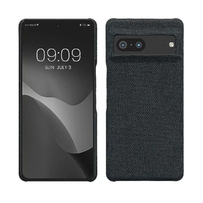 Abbildung von kwmobile Schutzhülle kompatibel mit Google Pixel 7 Hülle Stoff Cover Handyhülle Backcover in Dunkelblau