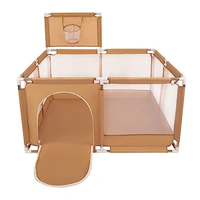 Abbildung von Selonis Laufstall Mit Korb Laufgitter Für Kinder, Beige