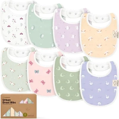 Abbildung von KeaBabies Baby Lätzchen für Jungen &amp; Mädchen 8er Pack Bio Baumwolle zum Zahnen Junge groß Säugling, Kleinkind (Lunaris)