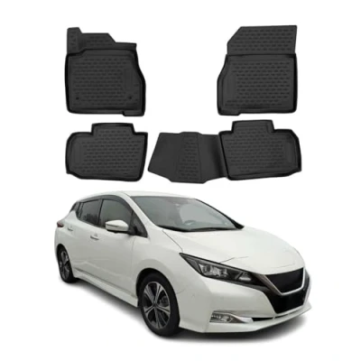 Abbildung von OMAC Gummimatten Fußmatten kompatibel mit Nissan Leaf 2017 2024 RHD TPE Matten Schwarz 4X