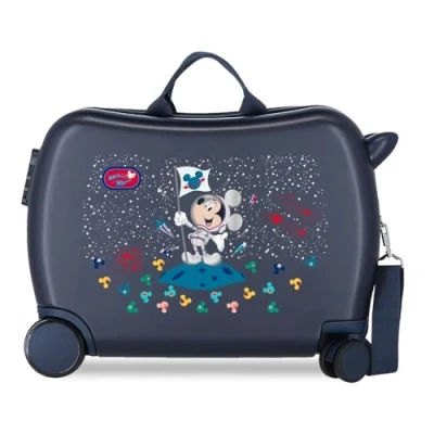 Abbildung von Disney Mickey on The Moon Kinderkoffer, Blau, 50 x 38 20 cm, starrer ABS Kombinationsverschluss seitlich, 34 1,8 kg, 4 Räder, Handgepäck.