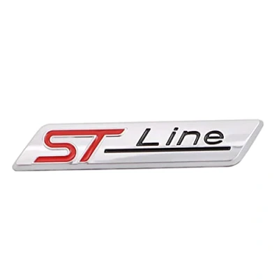 Abbildung von 1 Stück 3D Metall ST Line Aufkleber Autokopf Emblem Abzeichen Chrom für Die meisten Automodelle(silberfarben)