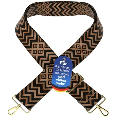 Abbildung von EAZY CASE Schulterriemen Schultergurte für Taschen gemustert Wechselband Taschenriemen Festivalbag verstellbar universal Schwarz