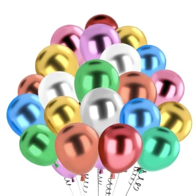 Abbildung von hpnparty Luftballons Metallic, 50 Stück 12 Zoll Luftballons, helium ballons, Latex ballon für Geburtstagsdeko, Babyparty, Hochzeitsdeko, Taufe Deko, Partydeko
