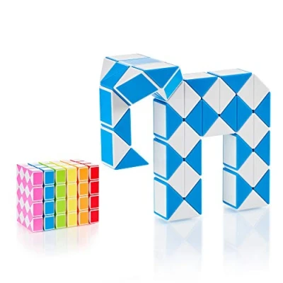 Abbildung von CUBIDI® Original Magic Snake 48 Blöcke Blau Knobelspiele für Kinder und Erwachsene Ideal als Mitgebsel Kindergeburtstag, Kindergeburtstag Gastgeschenke oder kleine Geschenke