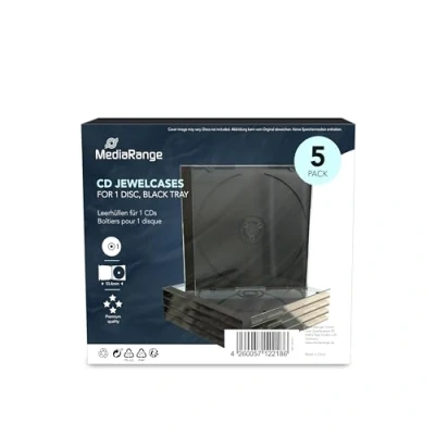 Abbildung von MediaRange BOX31 CD Leerhülle (für 1 Disc, 10.4mm, 5er Pack) schwarzes Tray