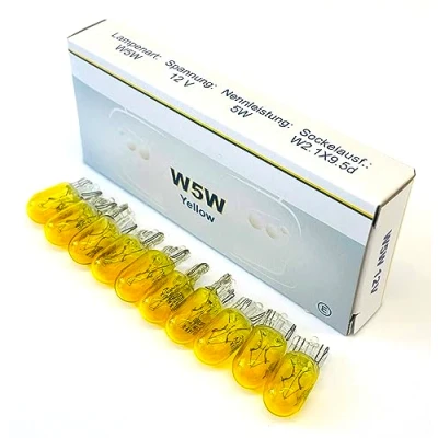 Abbildung von INION 10x Stück GELB/YELLOW W5W T10 12V 5W W2.1x9.5d KFZ Beleuchtung LONGLIFE Glühlampe Glassockellampe Glühbirne Soffitte Autolampen