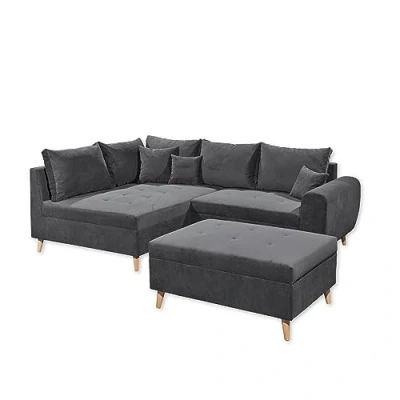 Abbildung von ED EXCITING DESIGN Ecksofa &quot;Calanda L Form&quot;, mit Hocker, frei im Raum stellbar, Rücken und Zierkissen
