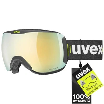 Abbildung von uvex downhill 2100 CV Skibrille für Damen und Herren konstraststeigernd verzerrungs &amp; beschlagfrei black matt/gold green one size