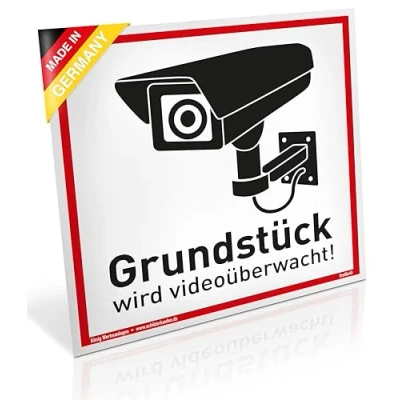 Abbildung von König Werbeanlagen Hinweisschild Schild Grundstück wird videoüberwacht! weiß, stabiles Alu mit UV Schutz 20 x cm