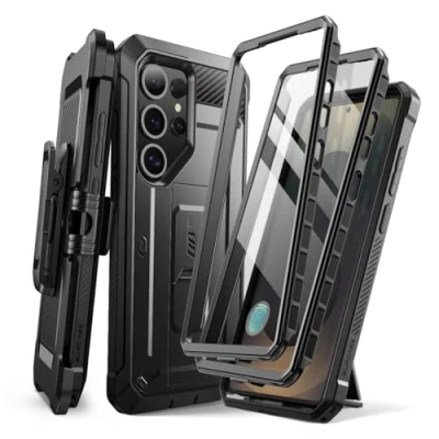 Abbildung von SUPCASE für Samsung Galaxy S25 Ultra Hülle Bumper Case mit 2 Vorderseite (ohne Displayschutz + Displayschutz) Outdoor Handyhülle Gürtelclip und Ständer [UBPro] (Schwarz)