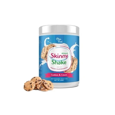 Abbildung von CleanFoods AlmostSkinny Shake Cookies &amp; Cream I Mahlzeitenersatz 600g Keks und cremige Sahne Geschmack nur 55 Kalorien pro Mahlzeit mit 22 Vitaminen Mineralen