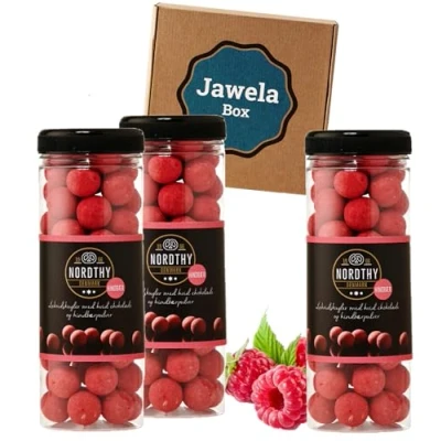Abbildung von Nordthy Schokoladen Lakritzkugeln Himbeere 3 x 300g Jawela Box Gourmet Lakritz Kugeln Geschenk