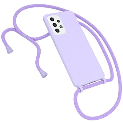 Abbildung von EAZY CASE Premium Silikon Handykette kompatibel mit Samsung Galaxy A53 (5G) Handyhülle Umhängeband, Handykordel Schutzhülle, Silikonhülle, Hülle Band, Kette für Smartphone, Lavendel Lila