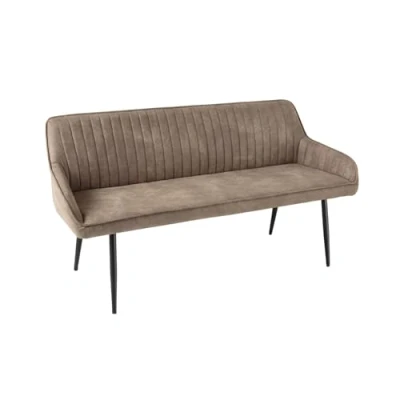 Abbildung von riess ambiente Sitzbank TURIN 160cm taupe / schwarz (Einzelartikel, 1 St), Esszimmer · Microfaser Metall Rückenlehne Schlafzimmer Retro