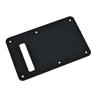 Abbildung von KAISH 6 Loch Metall Aluminium eloxiert Moderner Stil ST/Strat Rückplatte Tremolo Trem Hohlraum Abdeckung für USA/Mexiko Stratocaster/Strat Schwarz