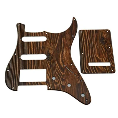 Abbildung von KAISH Northwest Guitars Strat HSS 3D bedruckter Kunststoff Pickguard ST Rückplatte Tremolo Cover für USA/Mexican Fender Holzmuster