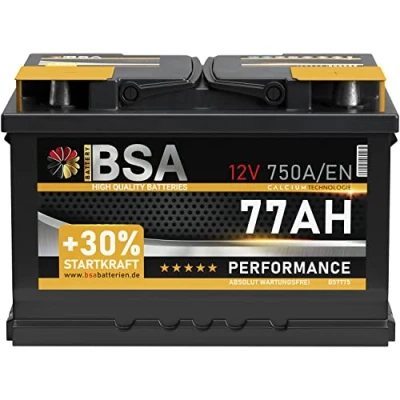 Abbildung von BSA Autobatterie 77Ah 12V Batterie 750A/EN +30% Startleistung ersetzt 68AH 70AH 72AH 74AH 75AH 80AH